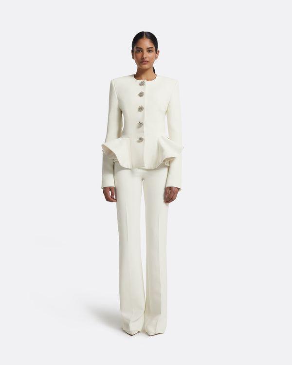 Safiyaa Tomomi Jacket In Ivory With Crystal