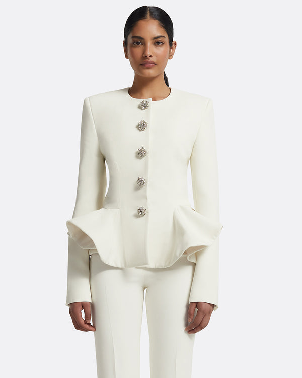 safiyaa Tomomi Jacket in Ivory with Crystal