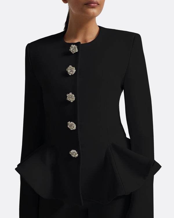 Safiyaa Tomomi Jackets In Black With Crystal