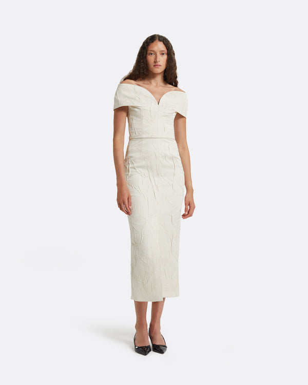 safiyaa Tonyi Ivory Midi Dress