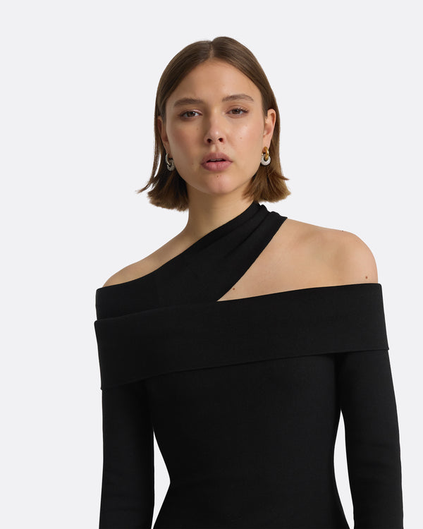 Safiyaa Tuiren Black Knit Midi Dress