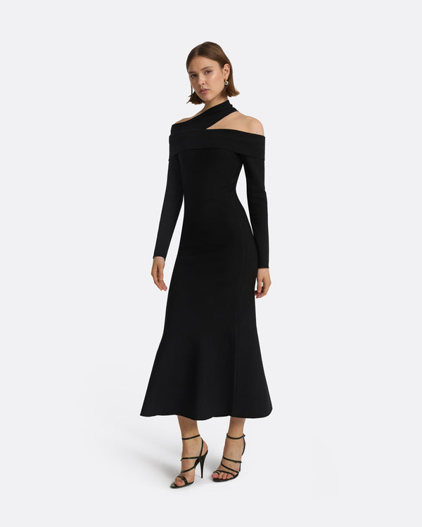 Safiyaa Tuiren Black Knit Midi Dress