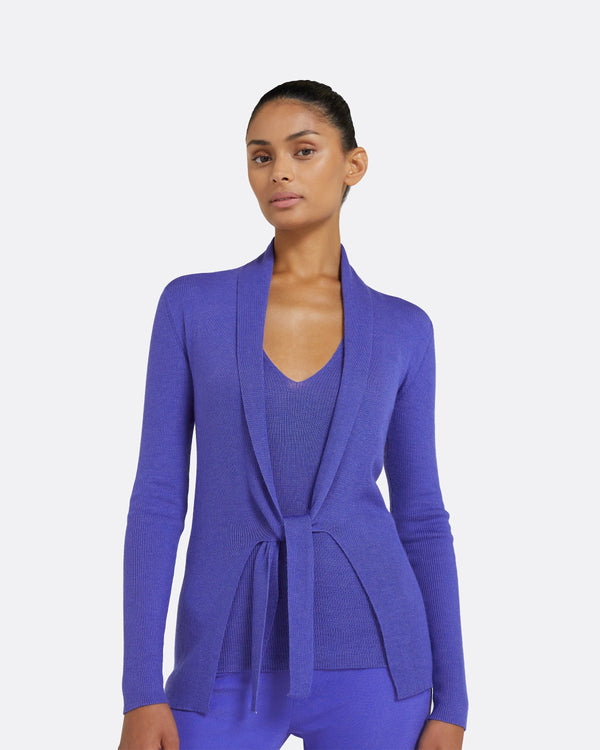 Safiyaa Uichama Anemone Blue Knit Cardigan