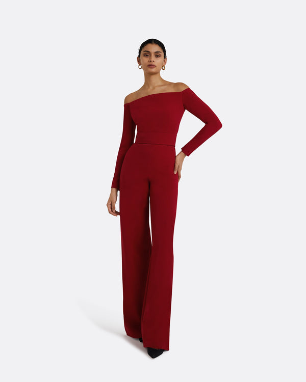 safiyaa Veasna Azalea Red Jumpsuit