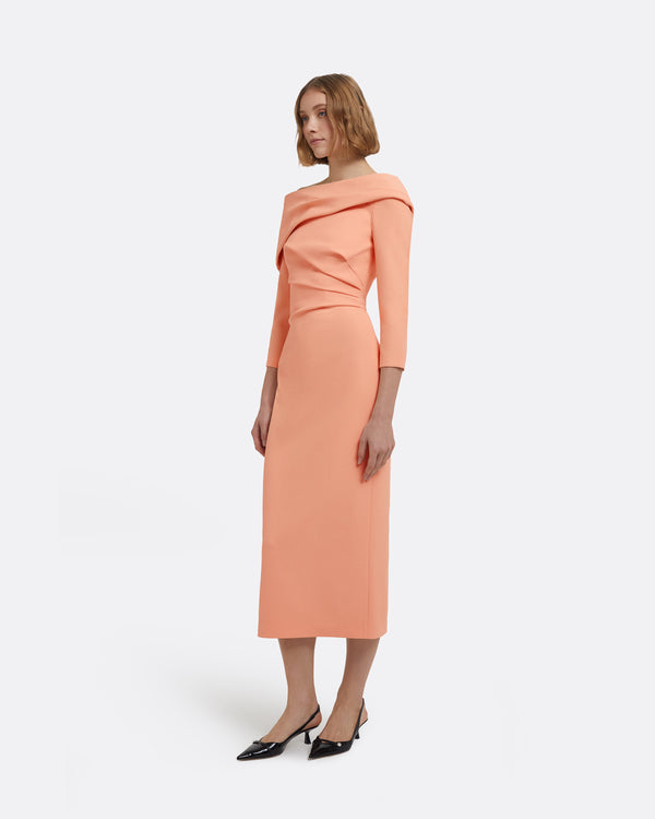 Safiyaa Vera Midi Dress In Apricot