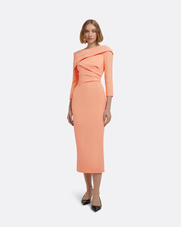 safiyaa Vera Midi Dress in Apricot