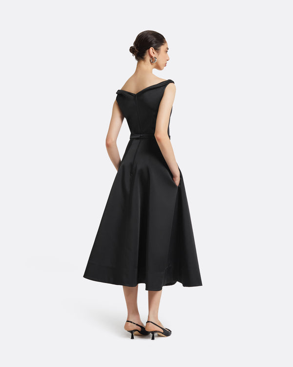 Safiyaa Yesim Black Midi Dress