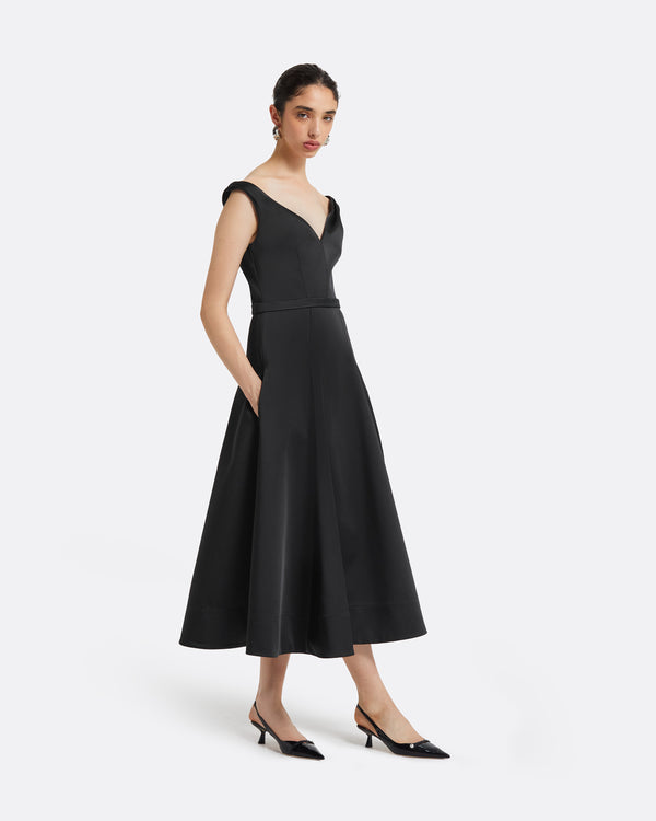 Safiyaa Yesim Black Midi Dress