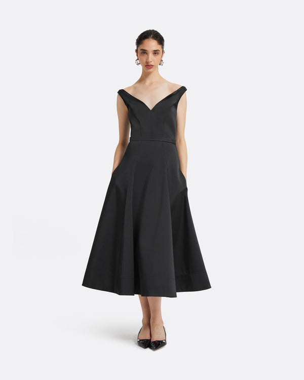 safiyaa Yesim Black Midi Dress