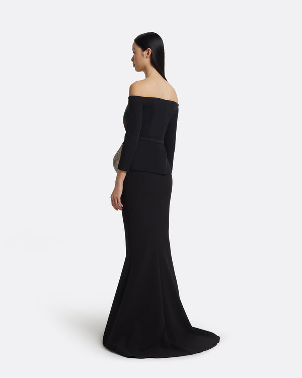 Safiyaa Yuka Top In Ivory On Black