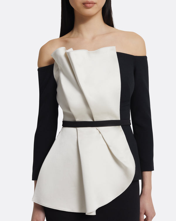 Safiyaa Yuka Top In Ivory On Black