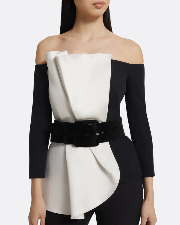 Safiyaa Yuka Top In Ivory On Black