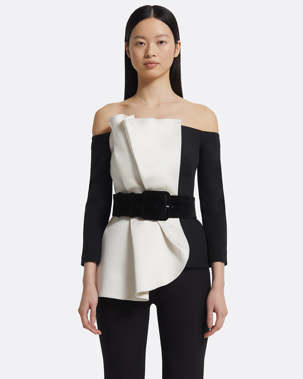 safiyaa Yuka Top in Ivory On Black