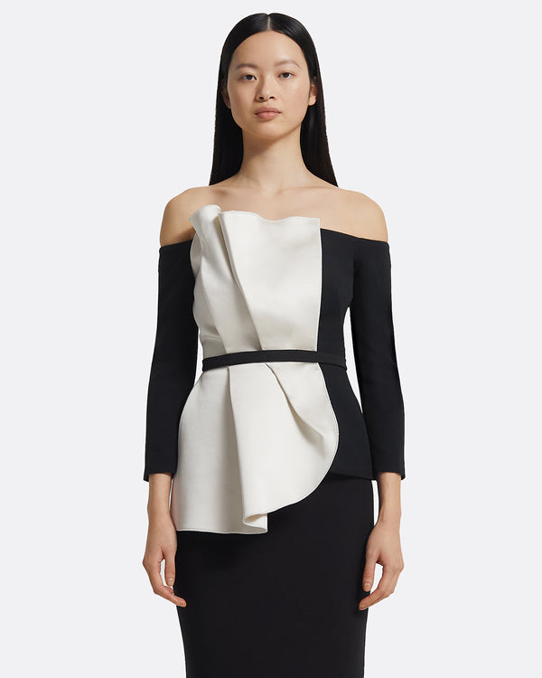 safiyaa Yuka Top in Ivory On Black