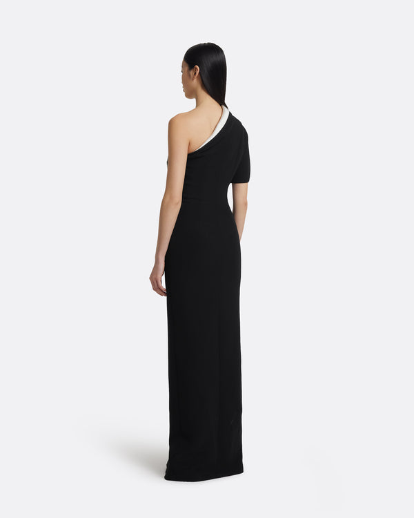Safiyaa Yume Long Dress In Ivory On Black