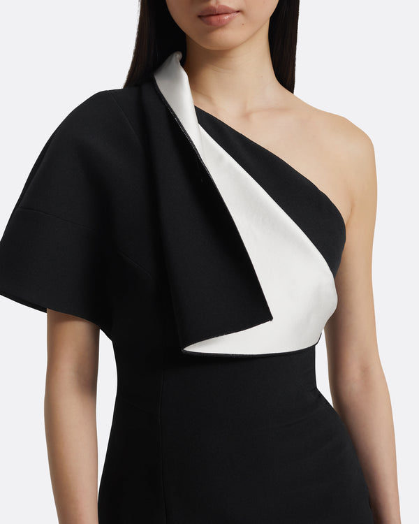 Safiyaa Yume Long Dress In Ivory On Black