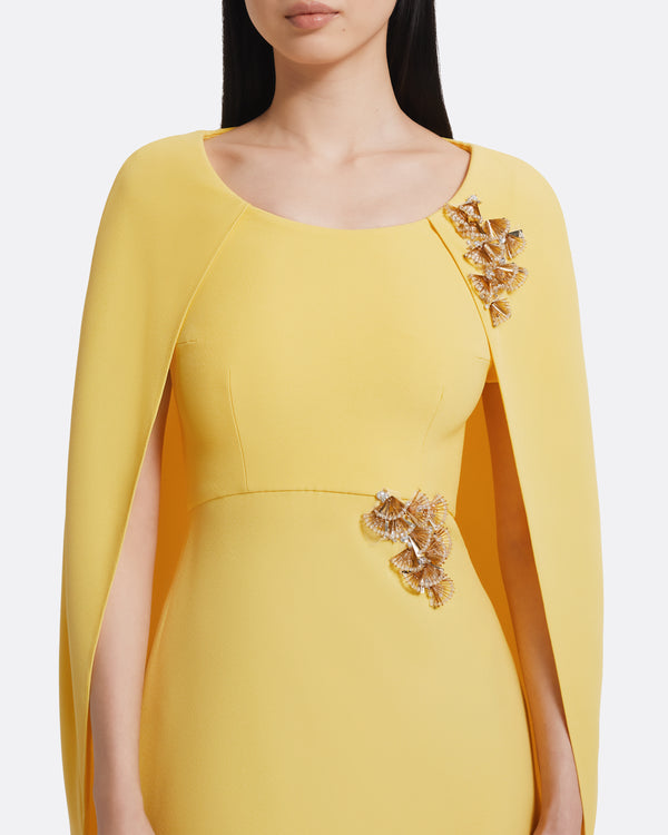 Safiyaa Yuna Long Dress In Aspen Gold With Gold