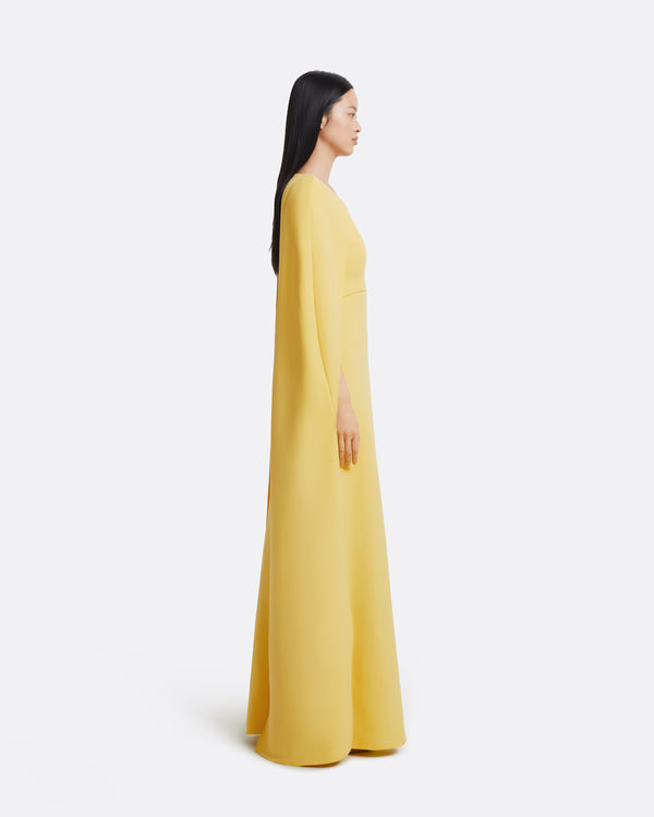 Safiyaa Yuna Long Dress In Aspen Gold With Gold