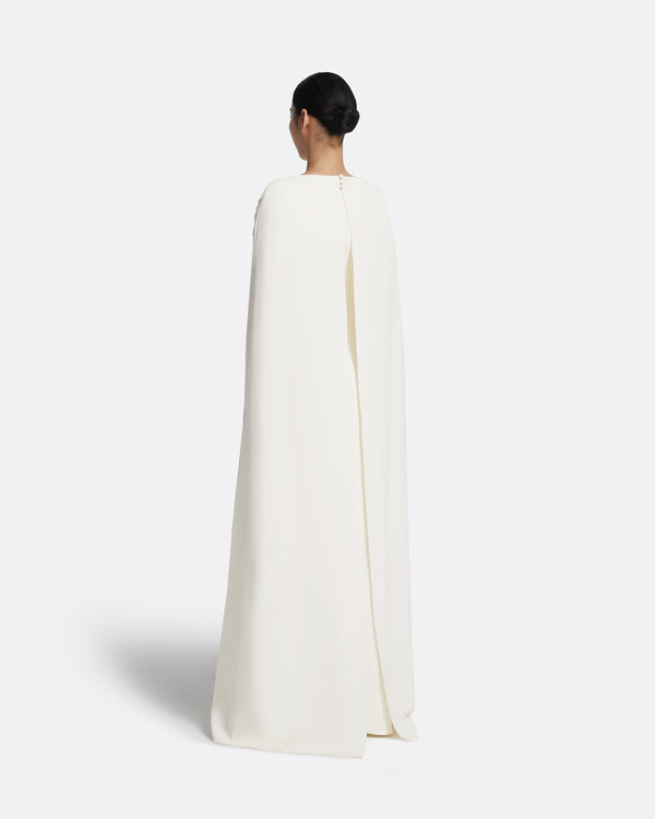 Safiyaa Yuna Long Dress In Ivory With Pearl