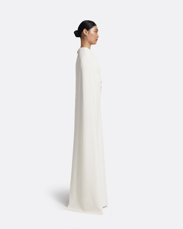 Safiyaa Yuna Long Dress In Ivory With Pearl