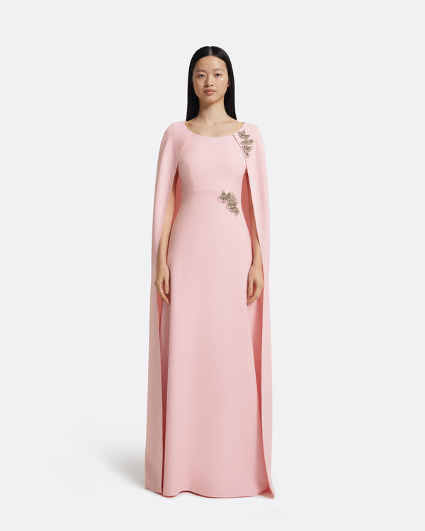 safiyaa Yuna Long Dress in Lychee with Silver