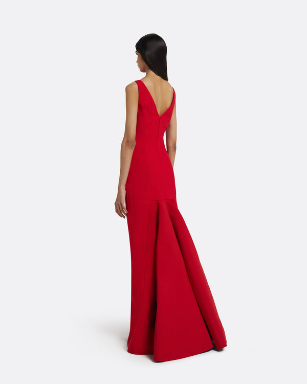Safiyaa Sloane Long Dress In Lacquer Red On Crimson
