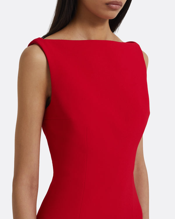 Safiyaa Sloane Long Dress In Lacquer Red On Crimson