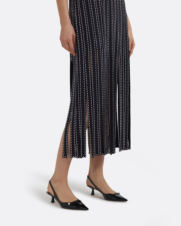 Safiyaa Suami Midi Dress In Midnight Navy With Crystal Embellishments