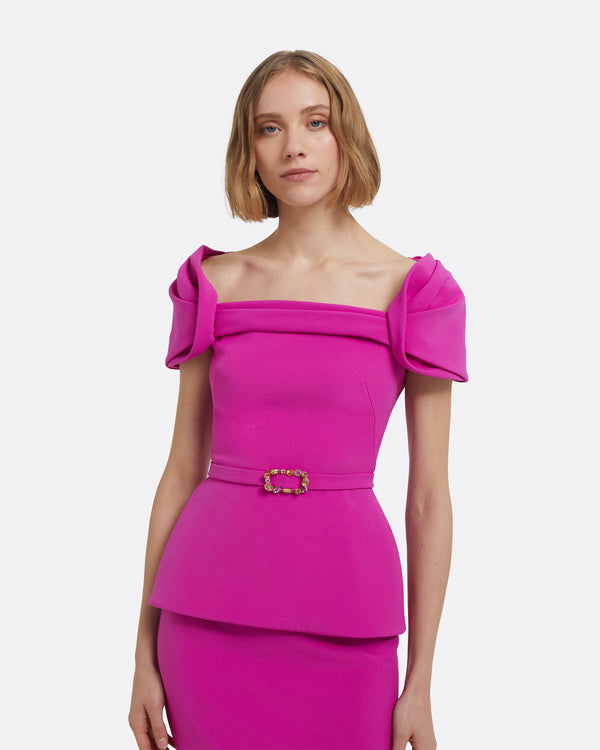 Safiyaa Thalia Top In Pompeii With Embellished Belt