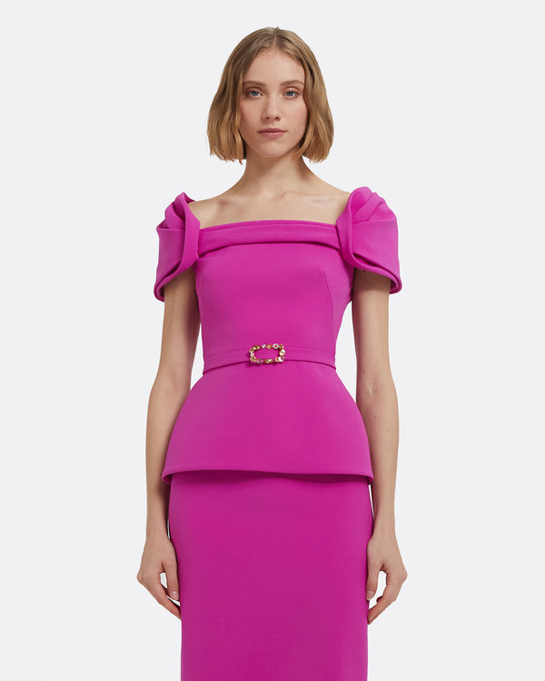 safiyaa Thalia Top in Pompeii with Embellished Belt