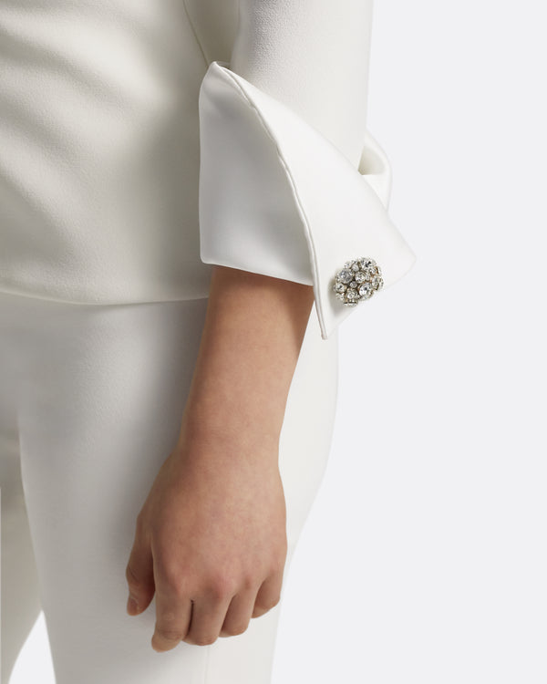 Safiyaa Tinetta Top In Porcelain On Ivory With Crystal Embellishment