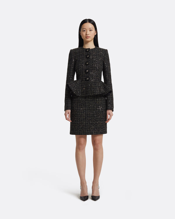 Safiyaa Tomomi Jacket In Black & Gold With Black Pearl