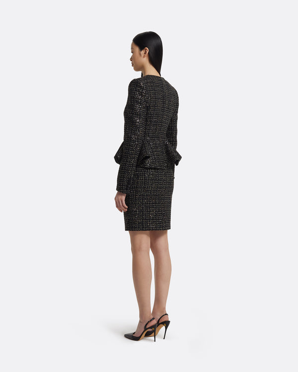 Safiyaa Tomomi Jacket In Black & Gold With Black Pearl