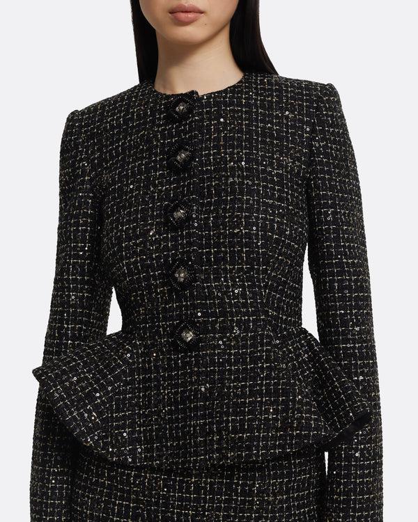 Safiyaa Tomomi Jacket In Black & Gold With Black Pearl