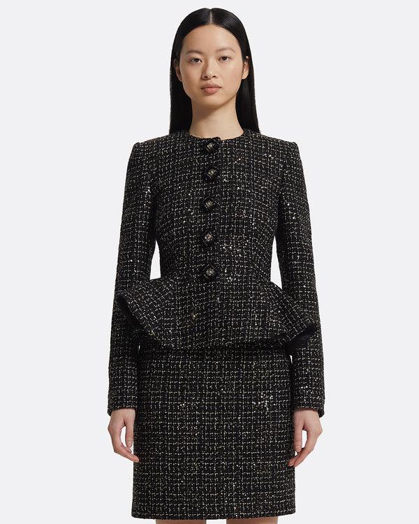 safiyaa Tomomi Jacket in Black & Gold with Black Pearl