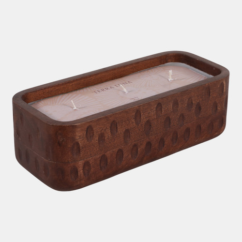 Sagebrook Home 10" 18 Oz Vanilla Hammered Wood Candle Walnut Wishlist Create New