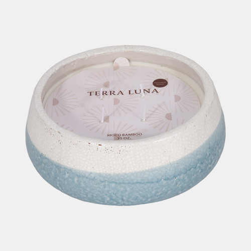 Sagebrook Home 10" 35 Oz Moco Bamboo Bowl Candle Light Blue Wishlist Create New