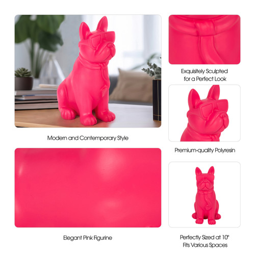 Sagebrook Home 10" Cool Shades Boston Terrier Pink Wishlist Create New