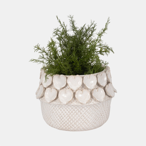 Sagebrook Home 10" Leaf Applique Woven Planter Cream Wishlist Create New