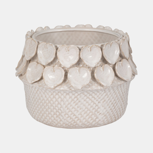 Sagebrook Home 10" Leaf Applique Woven Planter Cream Wishlist Create New