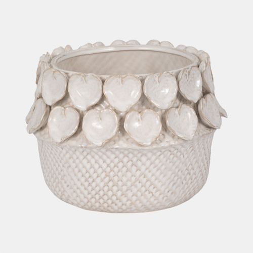 sagebrook home 10" Leaf Applique Woven Planter Cream Wishlist Create New