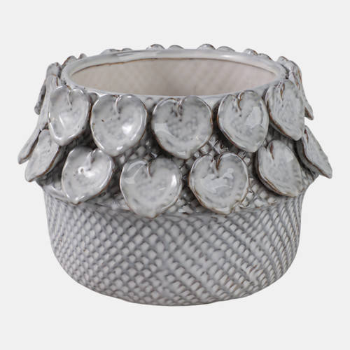 Sagebrook Home 10" Leaf Applique Woven Planter White Wishlist Create New