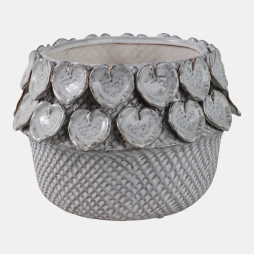 sagebrook home 10" Leaf Applique Woven Planter White Wishlist Create New