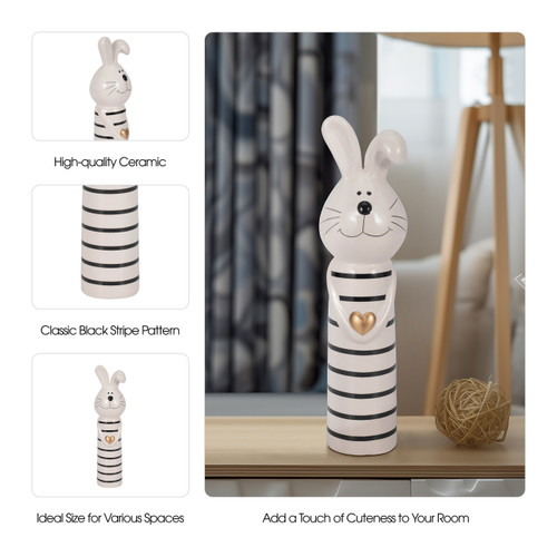Sagebrook Home 10" Lines Bunny With Gold Heart White/black Wishlist Create New