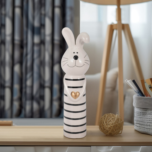 Sagebrook Home 10" Lines Bunny With Gold Heart White/black Wishlist Create New