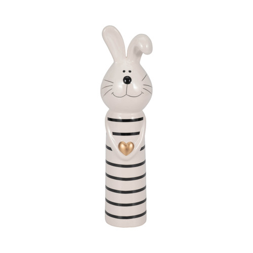 sagebrook home 10" Lines Bunny With Gold Heart White/black Wishlist Create New