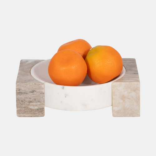 Sagebrook Home 10" Marble Bowl With Onyx Marble Sides White/tan Wishlist Create New