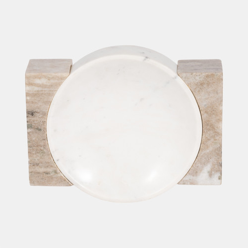 Sagebrook Home 10" Marble Bowl With Onyx Marble Sides White/tan Wishlist Create New