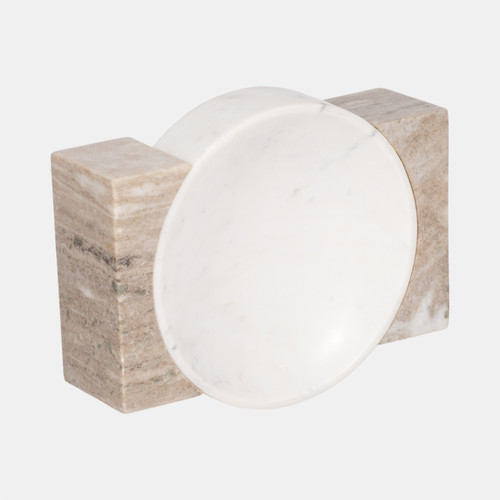 Sagebrook Home 10" Marble Bowl With Onyx Marble Sides White/tan Wishlist Create New