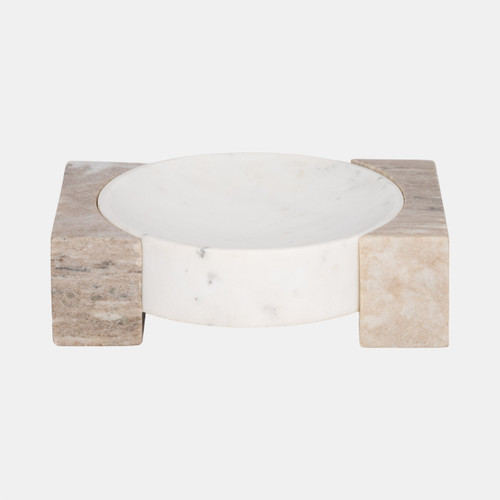 sagebrook home 10" Marble Bowl With Onyx Marble Sides White/tan Wishlist Create New